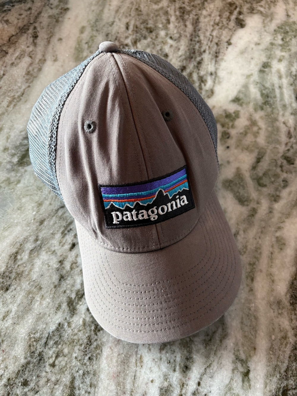Patagonia—Gray Patch Logo Trucker Mesh Hat Cap, Adjustable Snap